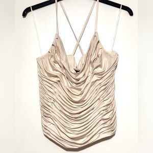 NWT Express Body Contour Ruched Tank Cream Large